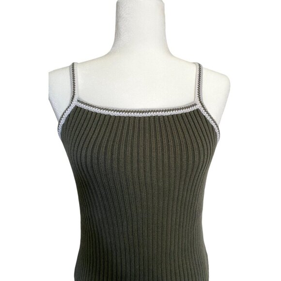 Vintage Y2K GAP Ribbed Knit Tank Top - Green - Size S 2000s - Picture 2 of 5